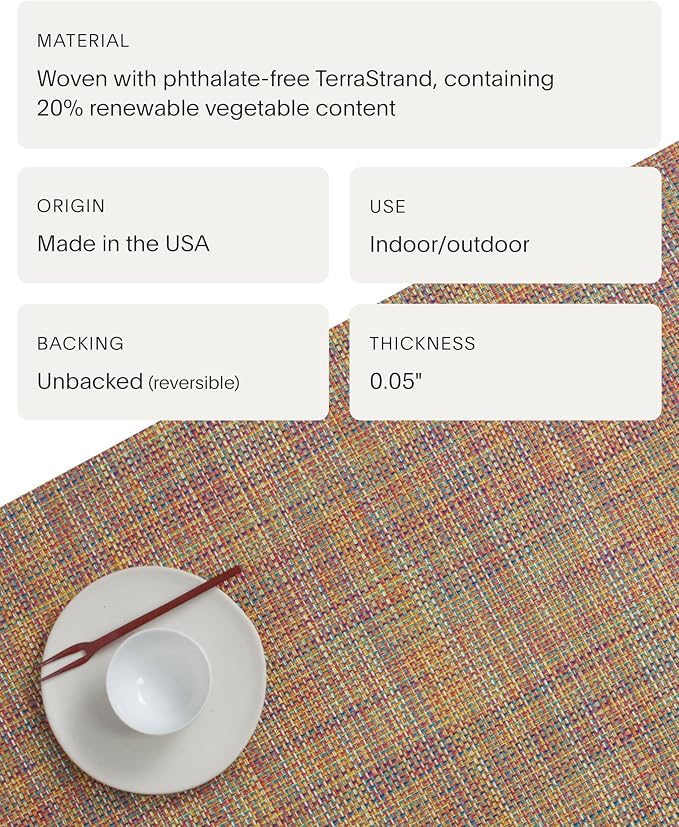 Chilewich Mini Basketweave Placemats, Round Woven Placemats Set of 4 | Reusable, Stain-Resistant, Indoor/Outdoor Tabletop Protection, Confetti, 15" Round