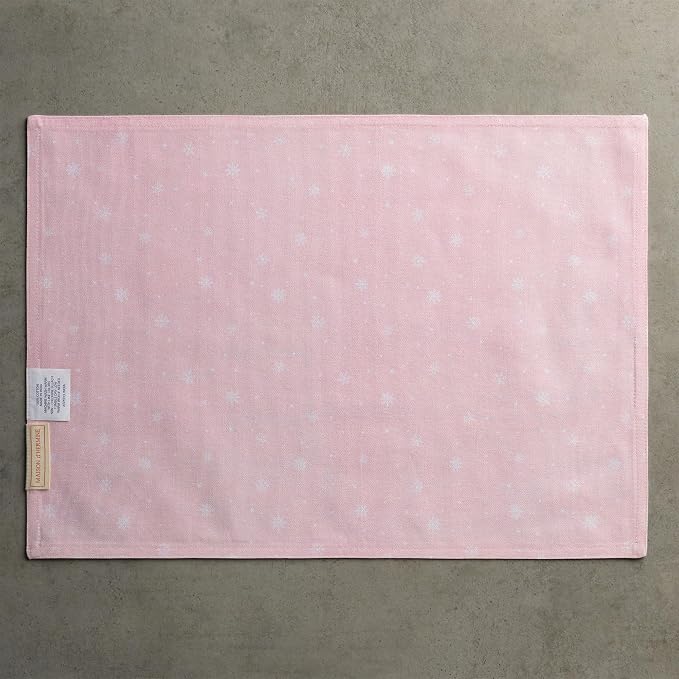 Maison d' Hermine Placemats Set of 4 Reusable 100% Cotton (13"x19") | Cloth Place Mats Washable Table Mats for Kitchen Dining Party Wedding Home Thanksgiving Christmas - Christmas Market - Pink