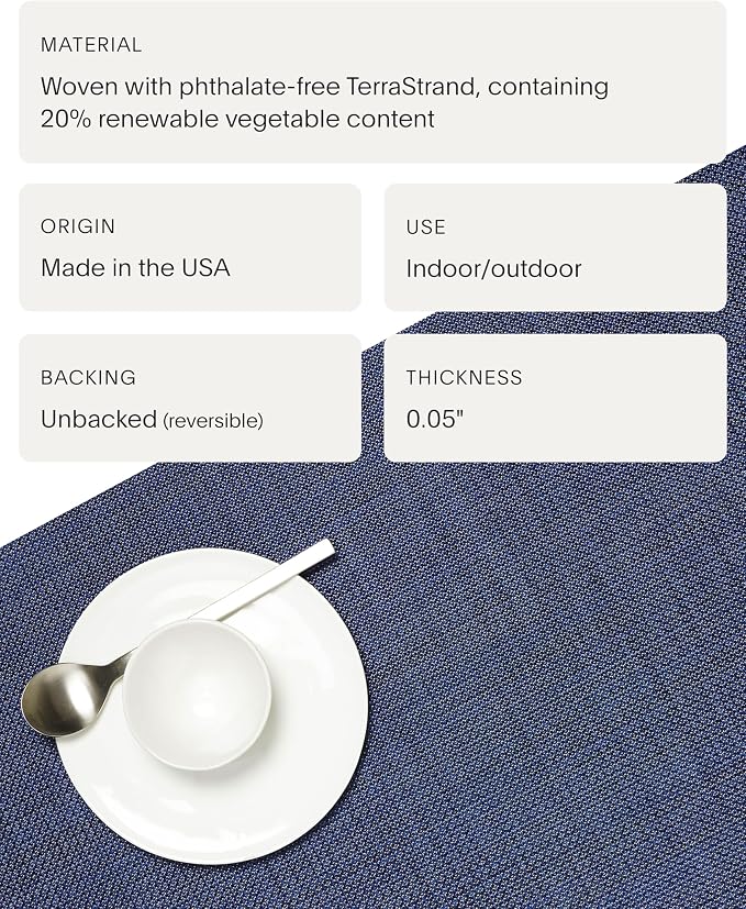 Chilewich Mini Basketweave Placemats, Round Woven Placemats Set of 4 | Reusable, Stain-Resistant, Indoor/Outdoor Tabletop Protection, Indigo, 15" Round