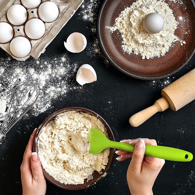 3-Piece Silicone Spatula Set, 600°F Heat Resistant, Green | Stainless Steel Core, Silicone Rubber Spatulas for Nonstick Pans, Spatula, Spoonula and Mini Spatula for Cooking and Baking