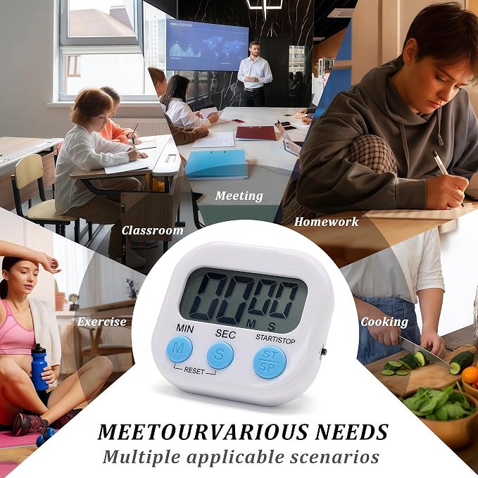 16 Pack Multi-Function Electronic Timer - Kitchen Timer,Magnetic Digital Timers,Big LCD Display, ON/Off Switch,Extensively Use in Cooking,Gym, Meeting, Classroom,Kitchen,Study,Work,Outdoor Activities