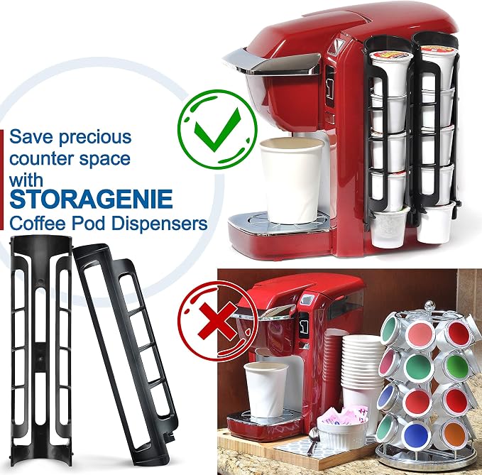 STORAGENIE Coffee Pod Holder for Keurig, Stores 15 Pods, Black | Compatible with K-Cups, Vertical storage saves counter space, Ideal for small kitchens, RVs and dorms