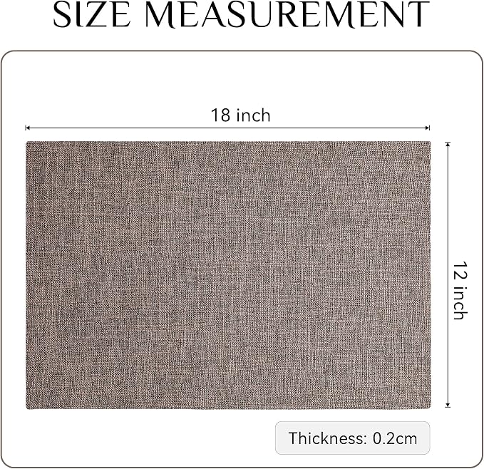 Softalker Faux Linen Placemats Set of 6-12 x 18 Inch, Heat Resistant Double Layered Durable Burlap Farmhouse Place Mats, Non-Slip Washable Rustic Table Mats for Dining, Kitchen, Party,Natural Linen