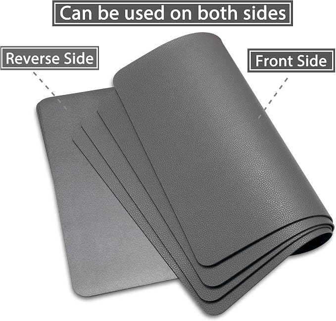 Wipeable Placemats Leather Table Mats Waterproof Heat-Resistant Easy to Clean for Dining Table Set Kitchen Table (2, Grey)
