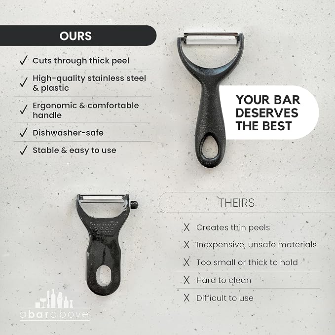 A Bar Above Citrus Peeler, Stainless Steel Fruit Peeler, Gold Finish | Comfortable Grip Peeling Tool, For Oranges, Lemons, Limes, Cocktail Twist Garnish, Kitchen Essential, Bar Tool, Bar Favorite