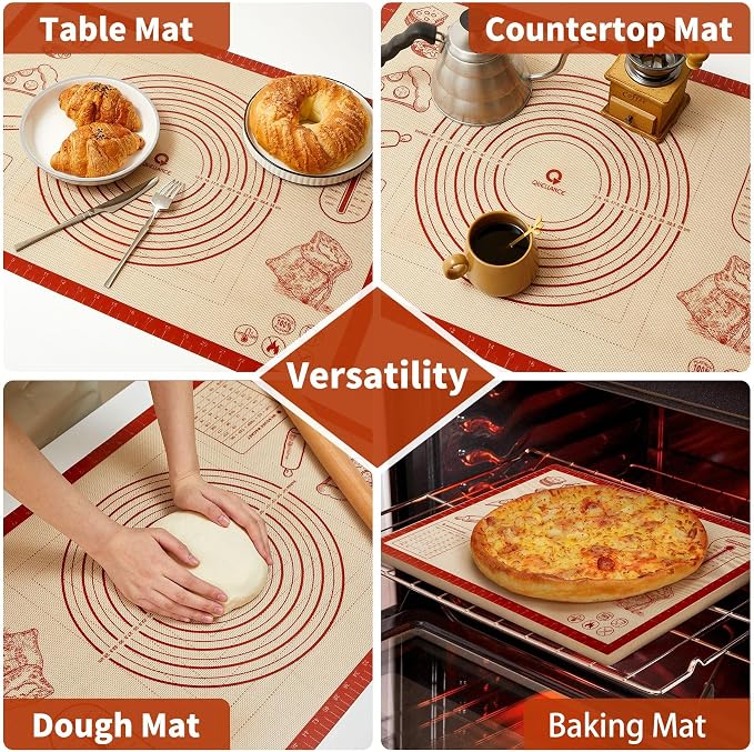 Silicone Baking Pastry Dough Mat - 28x20Inch Extra Large Thick Silicone Mat for Making Pie Bread Pizza, Nonslip Kitchen Pastry Mat for Dough Rolling Kneading, Heat Resistant Oven Liner Gift for Baker