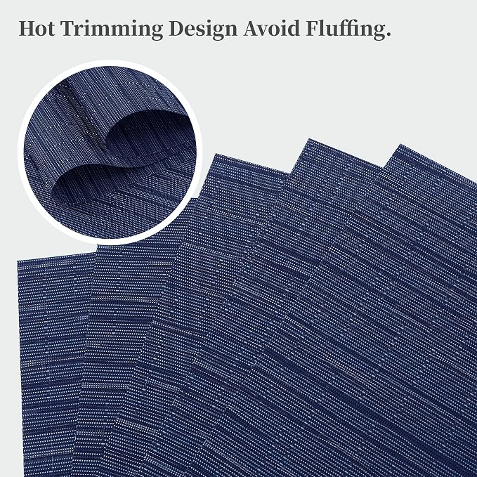 Leetaltree Blue Placemats Set of 8 - Heat Resistant Non-Slip Place mats for Dining Table, Washable Durable PVC Vinyl Woven Table Mats（Blue, 8）