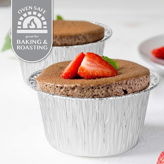 PLASTICPRO 4.5'' Inch Round Tin Foil Pans Disposable Aluminum, Freezer & Oven Safe Pack of 50