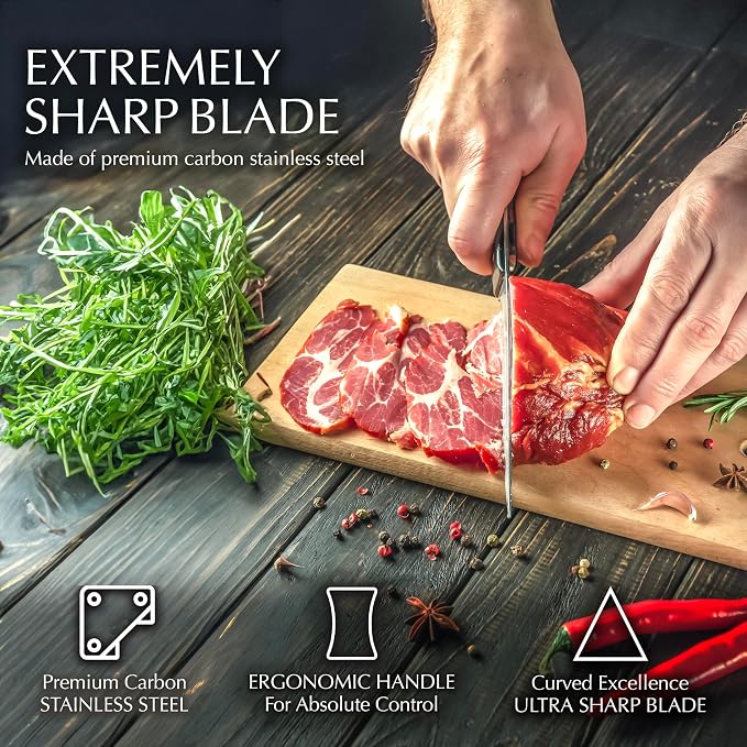 Moss & Stone 14 Pcs Kitchen Knife Set with Block, Stainless Steel | Premium forged kitchen knives with high-carbon sharp blades, ergonomic handle, rust-resistant knife block set for home & chef