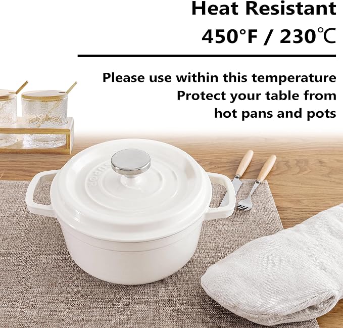 Home Brilliant Linen Placemats Set of 4 Heat Resistant Dining Table Cloth Place Mats Kitchen Table Mats Placemats Table Decor, Natural Linen