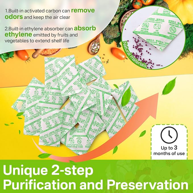 16 Pack Produce Saver Refill Kit, Ethylene Gas Absorber Refills, Green | Ethylene Gas Absorber Refills for Produce Keeper and Crisper Inserts, Fridge Keep Fresh, Fruits & Vegetables Storage