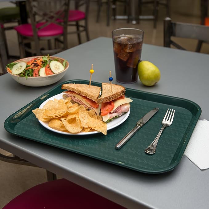 Carlisle FoodService Products Cafe Fast Food Cafeteria Tray with Patterned Surface for Cafeterias, Fast Food, And Dining Room, Plastic, 17.87 X 14 X 0.98 Inches, Forest Green