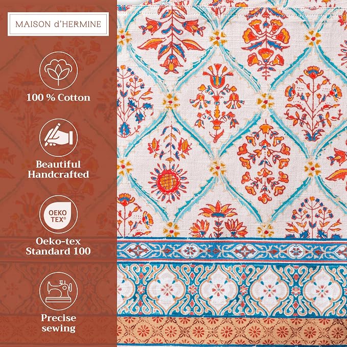 Maison d' Hermine Placemats Set of 4 Reusable 100% Cotton (13"x19") | Cloth Place Mats Washable Table Mats for Kitchen Dining Party Wedding Hotel Home Thanksgiving Christmas - Romane