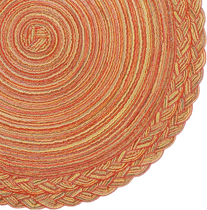SHACOS Round Placemats Set of 6 Woven Round Table Mats 15 inch Circle Braided Edge Washable Cotton Polyester Kitchen Dining Table Place Mats, Fall Color Mix (Pack of 2)