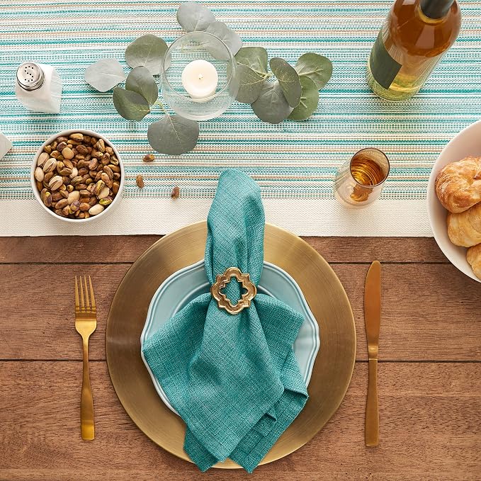 DII Variegated Tabletop Collection, Napkin Set, 20x20, Teal, 6 Piece