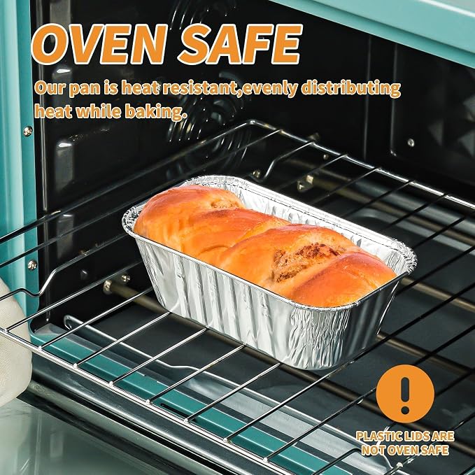 100 Pack 1Lb Mini Aluminum Foil Loaf Pans – 6" x 3.5" x 2" Disposable Small Bread Tins Oven Safe for Baking, Meatloaf, Cake, Holiday Treats, Food Storage & Takeout