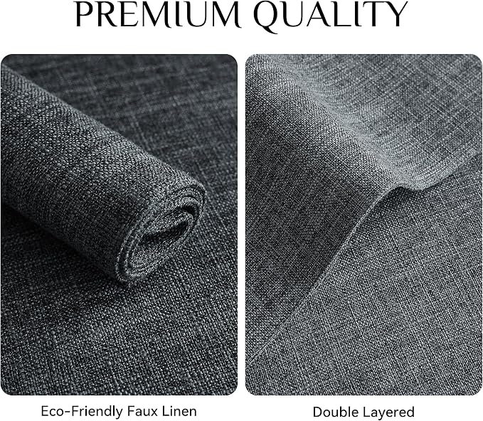 Softalker Faux Linen Placemats Set of 8-12 x 18 Inch, Heat Resistant Double Layered Durable Burlap Farmhouse Place Mats, Non-Slip Washable Rustic Table Mats for Dining, Kitchen, Party（Dark Grey