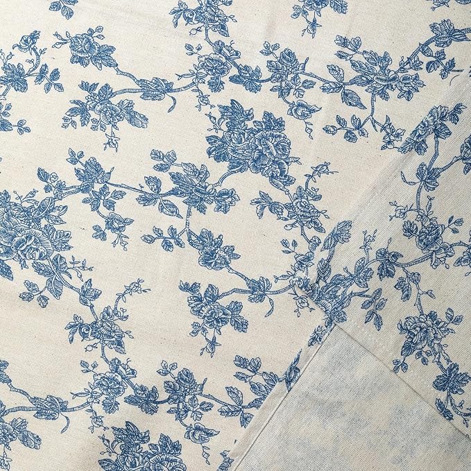 Pastoral Round Tablecloth - 48 Inch Dia. Table Cloth - Washable Table Cover with Dust-Proof Wrinkle Resistant for Restaurant, Picnic, Indoor and Outdoor Dining, Floral (Dark Blue)