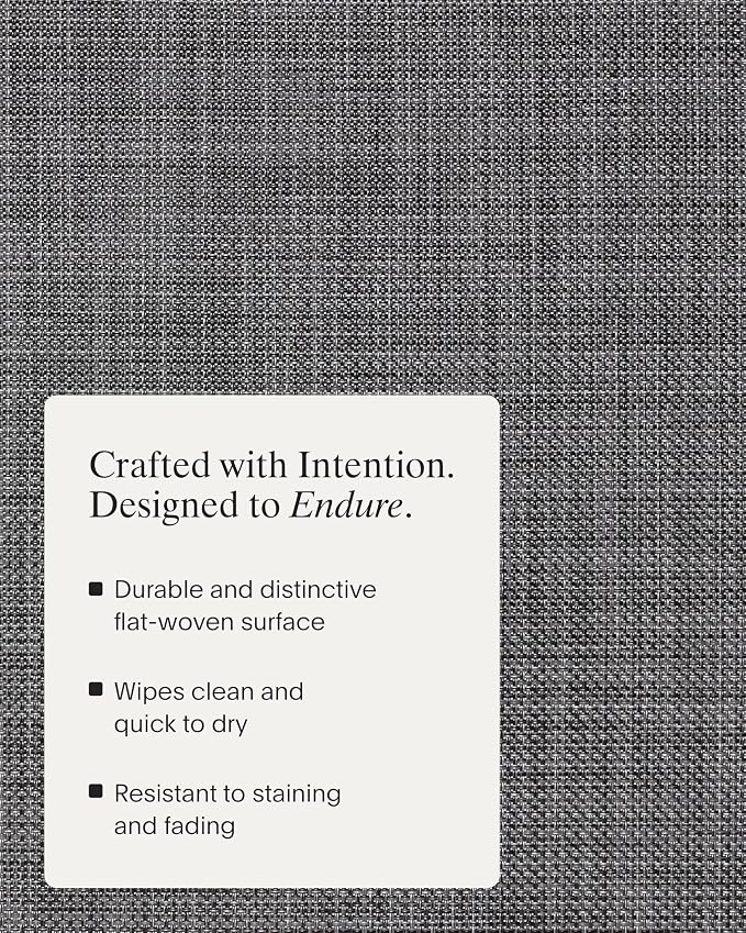 Chilewich Mini Basketweave Placemats, Woven Rectangle Placemats Set of 4 | Easy Care Woven Tabletop Textiles, Indoor/Outdoor, Cool Grey, 19" x 14"