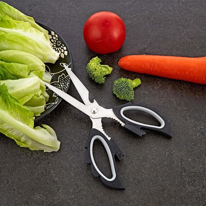 Livin Aesthetic Angel Wings & Cat Kitchen Scissors - Ambidextrous Large Grip Handle Shears for Right & Left Handed - Ergonomic Comfortable Food Scissors for Kitchen, Office & Crafting