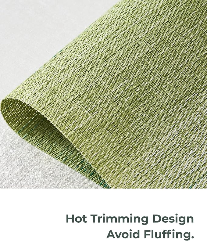 Leetaltree Gradient Green Woven Placemats Set of 8 - Heat Resistant Non-Slip Place mats for Dining Table, Washable Durable PVC Vinyl Woven Table Mats(Gradient Green, 8)