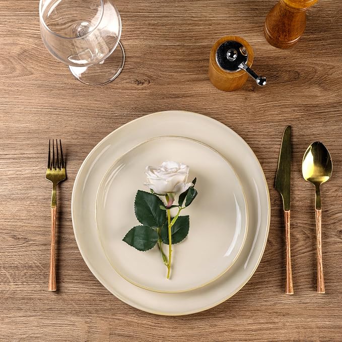 AmorArc Ceramic Dinnerware Sets for 8, 24Pcs Plates and Bowls Sets Dishes | Stoneware Handmade Reactive Glaze Dinner Set, Highly Scratch Resistant | Dishwasher & Microwave Safe Dishware