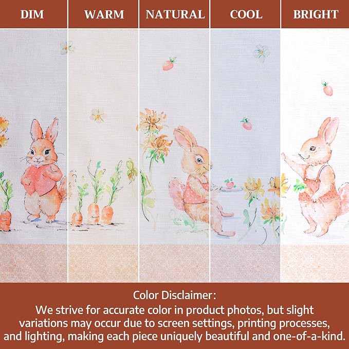 Maison d' Hermine Placemats Set of 4 Reusable 100% Cotton (13"x19") | Cloth Place Mats Washable Table Mats for Kitchen Dining Party Wedding Hotel Home Restaurant Spring Summer - Bunny Party