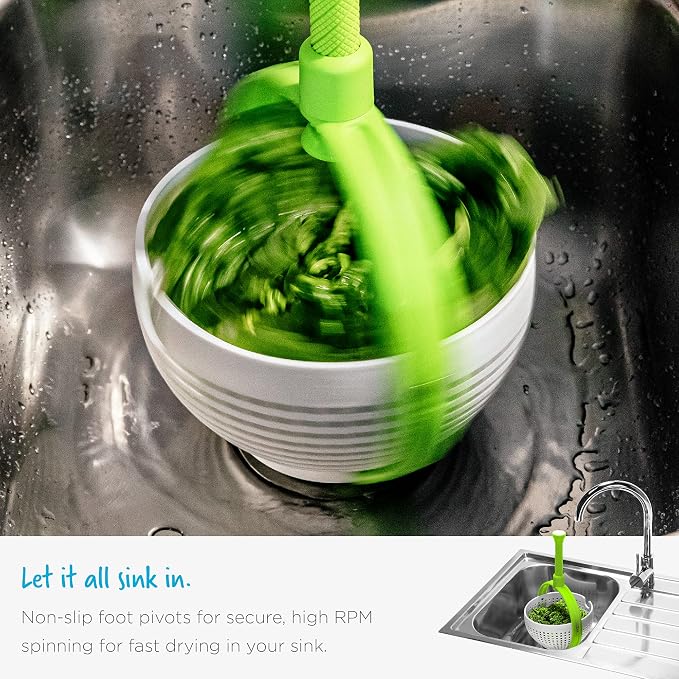 Dreamfarm Spina 2-in-1 Collapsible Salad Spinner & Colander | Compact storage, in-sink salad washer and strainer, 12 cup capacity, cleans fruit, vegetables and berries, drains pasta