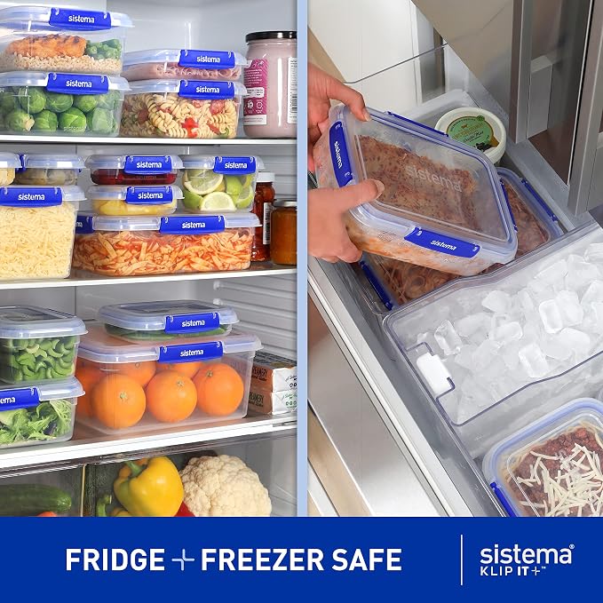 Sistema KLIP IT+ Large 7.5L Rectangle Food Storage Container, Stackable & Airtight Food Box with Lid, Dishwasher, Freezer, & Microwave-Safe, BPA-Free