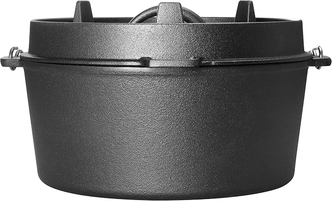 EDGING CASTING Pre-Seasoned Cast Iron Camping Dutch Ovens, Outdoor Camping Dutch Oven Pot with Lid Tripod, 6 Quart