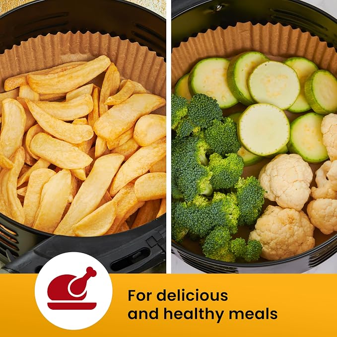 Air Fryer Liners for Ninja, 125 Pcs Round Disposable Airfryer Paper Liners | Non-Stick and Oil Proof for Easy Cleanup, Great for Oven, Pans & Baking – 8" for 5-8 qt Basket by Baker's Signature