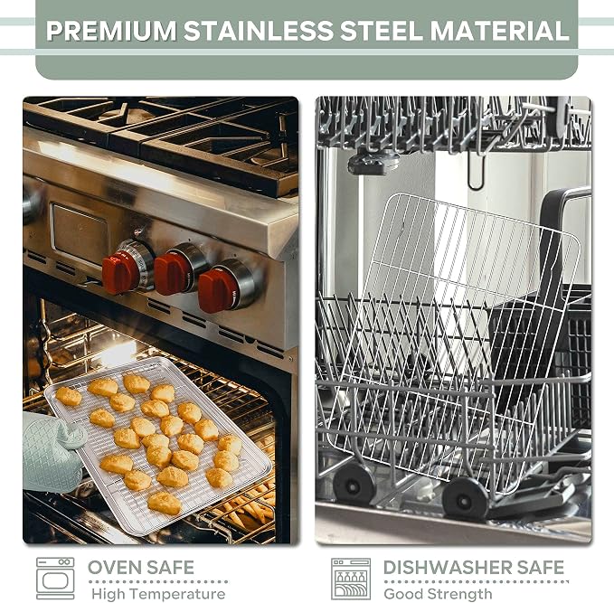 Herogo Mini Cooling Rack Set of 2, Stainless Steel 8.6" x 6.3" Small Baking Rack, Fit Small Toast Oven, for Cooling Grilling Roasting, Rust Resistance