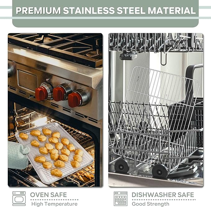 Herogo Baking Cooling Rack Set of 2, 11.6” x 9” Wire Racks for Cooking | Stainless Steel, Oven & Dishwasher Safe, Kitchen Bakeware Baking Rack, for Cooking Roasting Grilling
