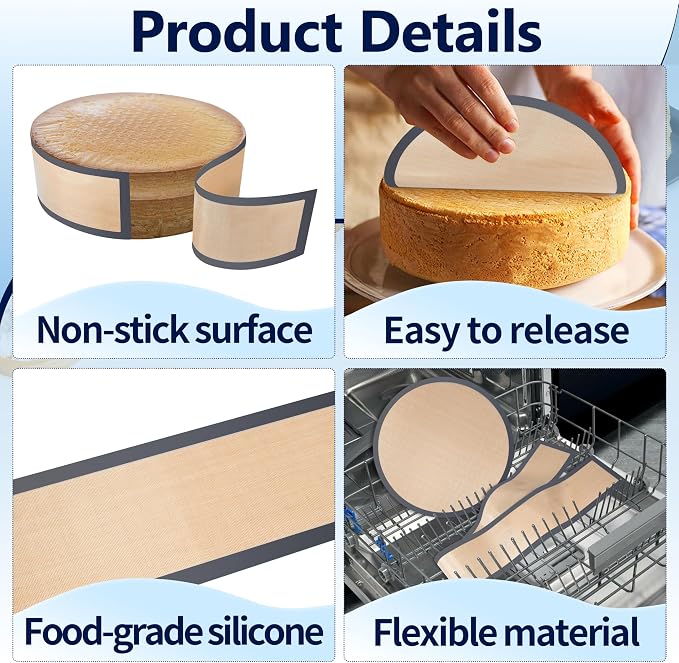 6 Pcs 4, 6, 7, 8, 9, 10 Inches Silicone Baking Mats for Springform Pan, Silicone Cheesecake Pan Protector Prevent Cakes from Sticking to Bottom and Sides (Gray)