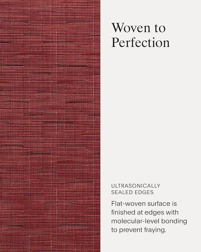 Chilewich Bamboo Placemats Set of 4, Woven Oval Placemats | Reusable, Stain-Resistant, Indoor/Outdoor Tabletop Protection, 19" x 14", Cranberry