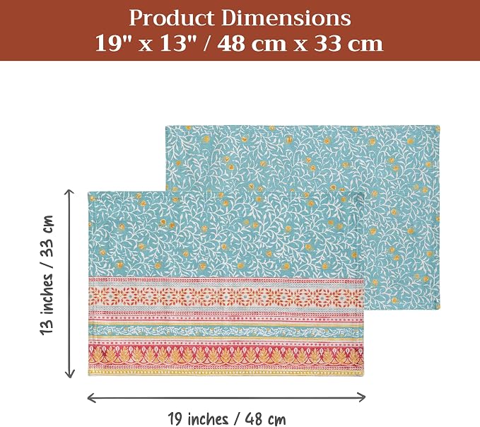 Maison d' Hermine Placemats Set of 4 Reusable 100% Cotton (13"x19") | Cloth Place Mats Washable Table Mats for Kitchen Dining Party Wedding Hotel Home Thanksgiving Christmas - Carpo