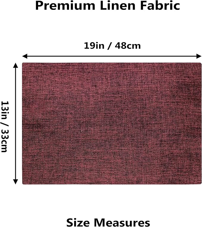 Home Brilliant Red Placemats Set of 8 Cloth Placemat for Holiday Heat Resistant Dining Table Mats Kitchen Washable Place Mats, Wine Red