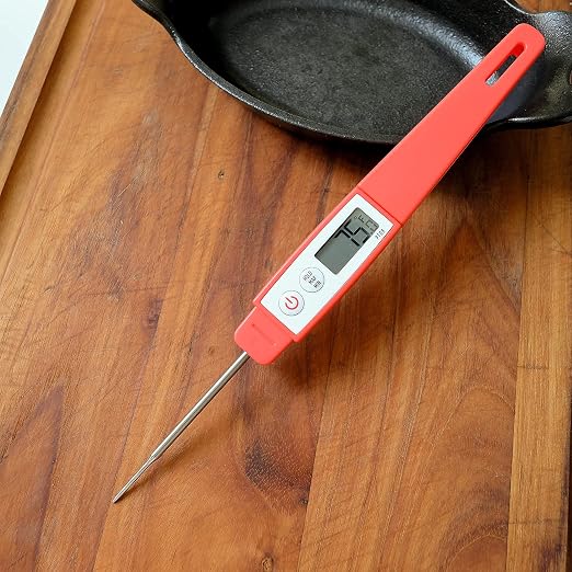 Lavatools PT09C Super-Quick Commercial Grade Digital Thermometer for Cooking, Meat, Candy, Candle, Liquid, Oil, 3" Compact Probe, Splash Proof, °C/°F Toggle, Hold Function - Sambal