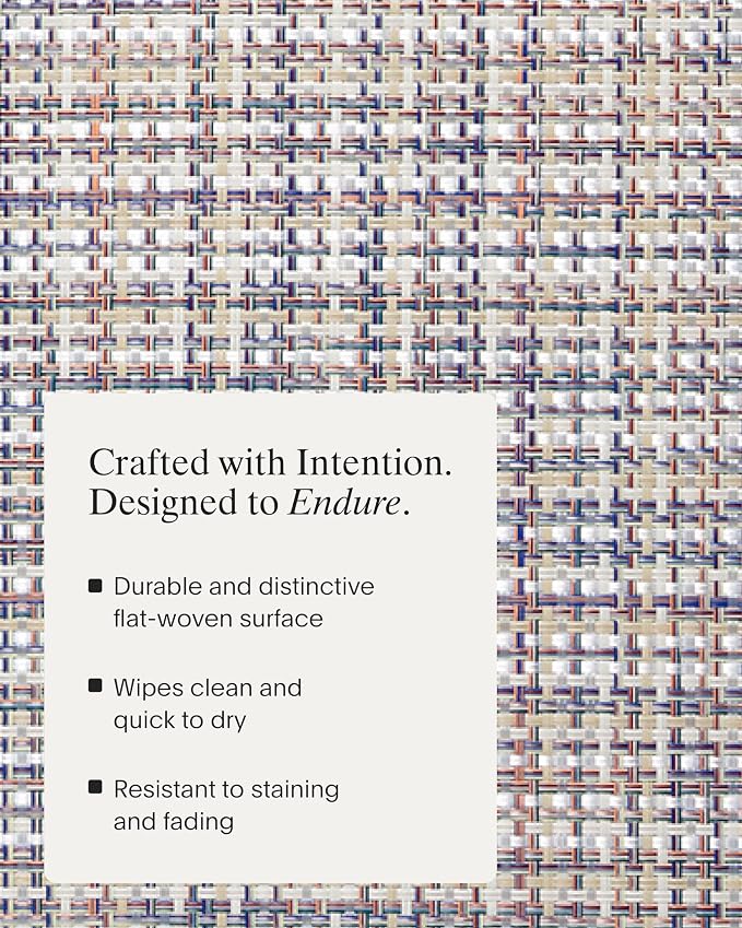 Chilewich Basketweave Placemats, Woven Round Placemats Set of 4 | Reusable, Stain-Resistant, Indoor/Outdoor Tabletop Protection, Bon Bon, 15"