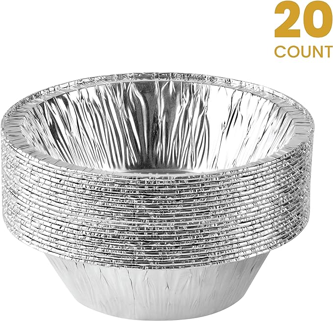 PLASTICPRO 6'' Inch Round Tin Foil Pie Pans Disposable Pack of 20