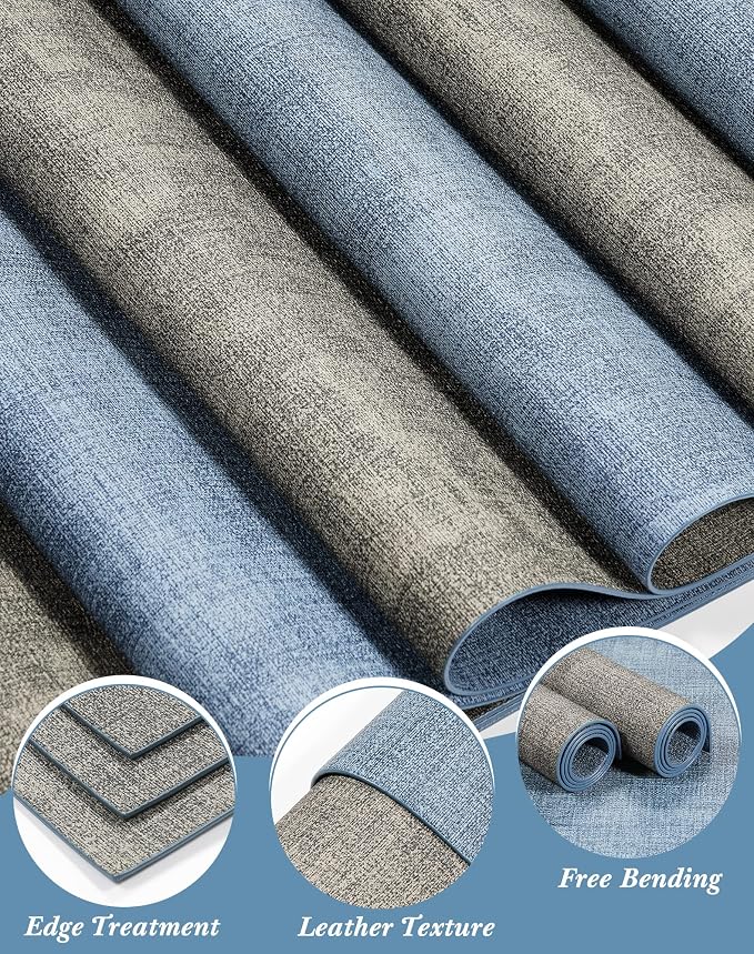 Leather Placemats Table Mats Set of 6, Denim Blue & Smoky Gray | Reversible Non-Slip Table Placemats, Heat-Resistant and Waterproof for Dining Kitchen and Holiday Parties