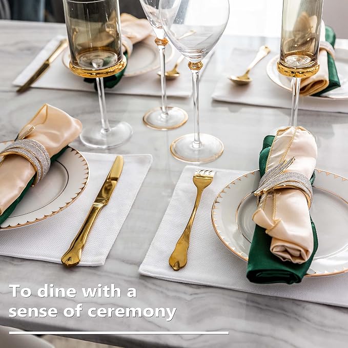 Home Brilliant White Placemats Set of 4 Cloth Placemat Decorations Heat Resistant Washable Place Mats Set of 4 for Wedding Birthday Party, White