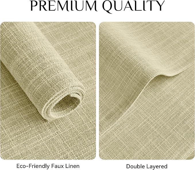 Softalker Faux Linen Placemats Set of 6-12 x 18 Inch, Heat Resistant Double Layered Durable Burlap Farmhouse Place Mats, Non-Slip Washable Rustic Table Mats for Dining, Kitchen, Party（Light Linen