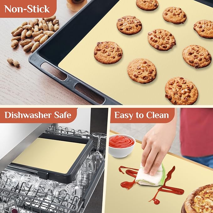 GTJ Silicone Baking Mat Roll, Reusable Baking Sheet Liners, 16 in x 10 ft | Free Cut to Size, Food-Grade, Non-Stick, Non-Slip, For Dough, Pastry, Air Fryer, Freeze Dryer, Oven Pan, Kitchen Counter