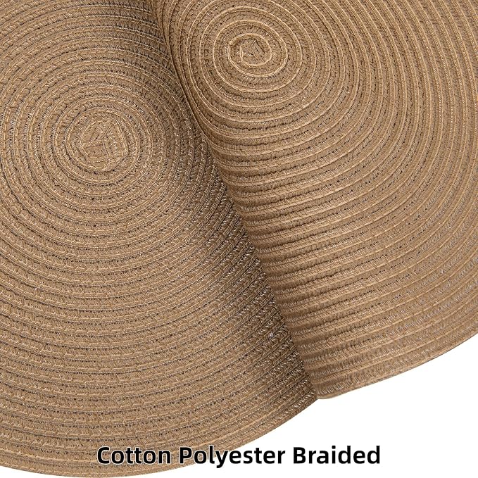 SHACOS Round Placemats Set of 4 Woven Braided Kitchen Table Placemats 15 inch Round Place Mats Washable Table Mats Indoor Outdoor, Brown