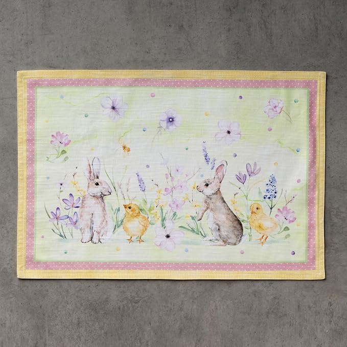 Maison d' Hermine Placemats Set of 4 Reusable 100% Cotton (13"x19") | Cloth Place Mats Washable Table Mats for Kitchen Dining Party Wedding Hotel Home Restaurant Spring Summer - Easter Zest