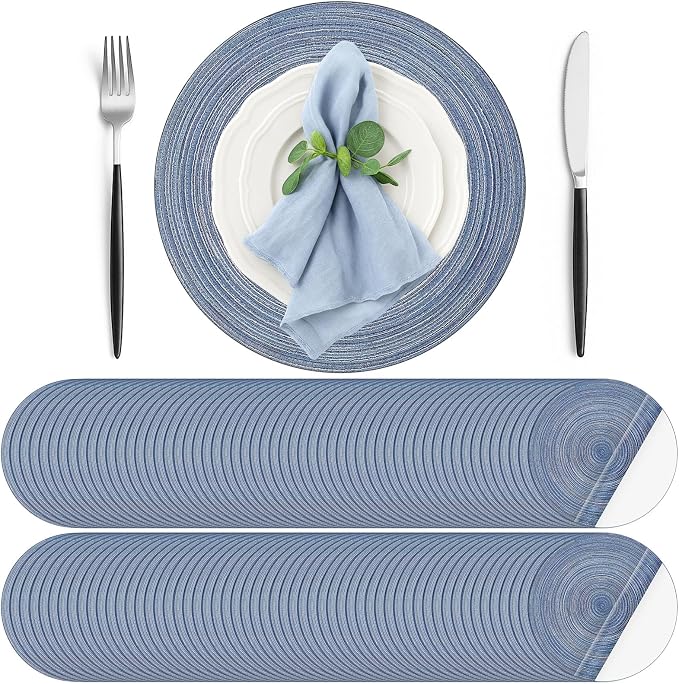 Geosar Disposable Paper Placemat Cotton Woven Look 13'',200 Pcs,Dusty Blue