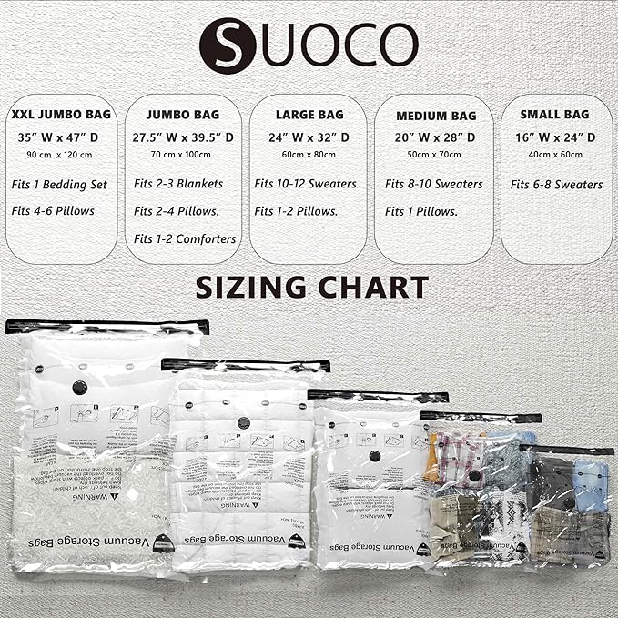 Vacuum Storage Bags, Compression Packing Space Saver Seal Bags for Clothing Bedding Comforters Blankets Pillows, 8 X-Jumbo