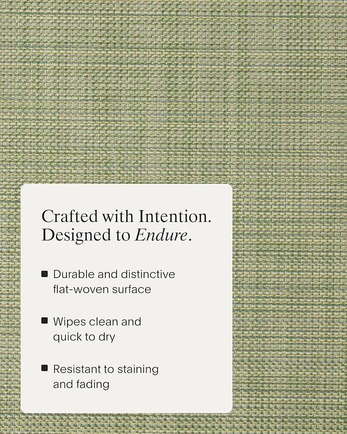 Chilewich Mini Basketweave Placemats, Woven Rectangle Placemats Set of 4 | Easy Care Woven Tabletop Textiles, Indoor/Outdoor, Dill, 19" x 14"