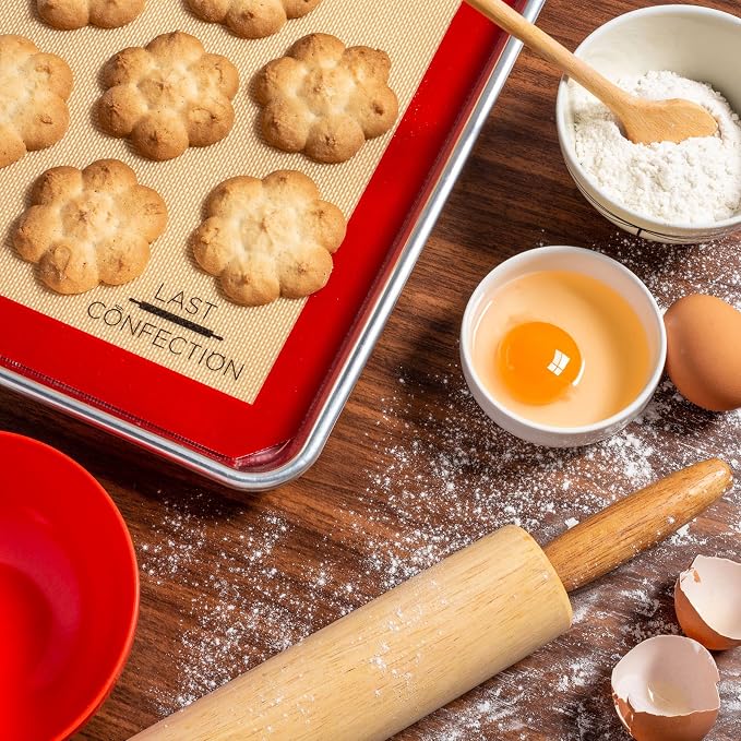 Silicone Baking Mat - Set of 2 Non-Stick Half Sheet (11-5/8" x 16-1/2") Professional Food Safe Tray Pan Liners